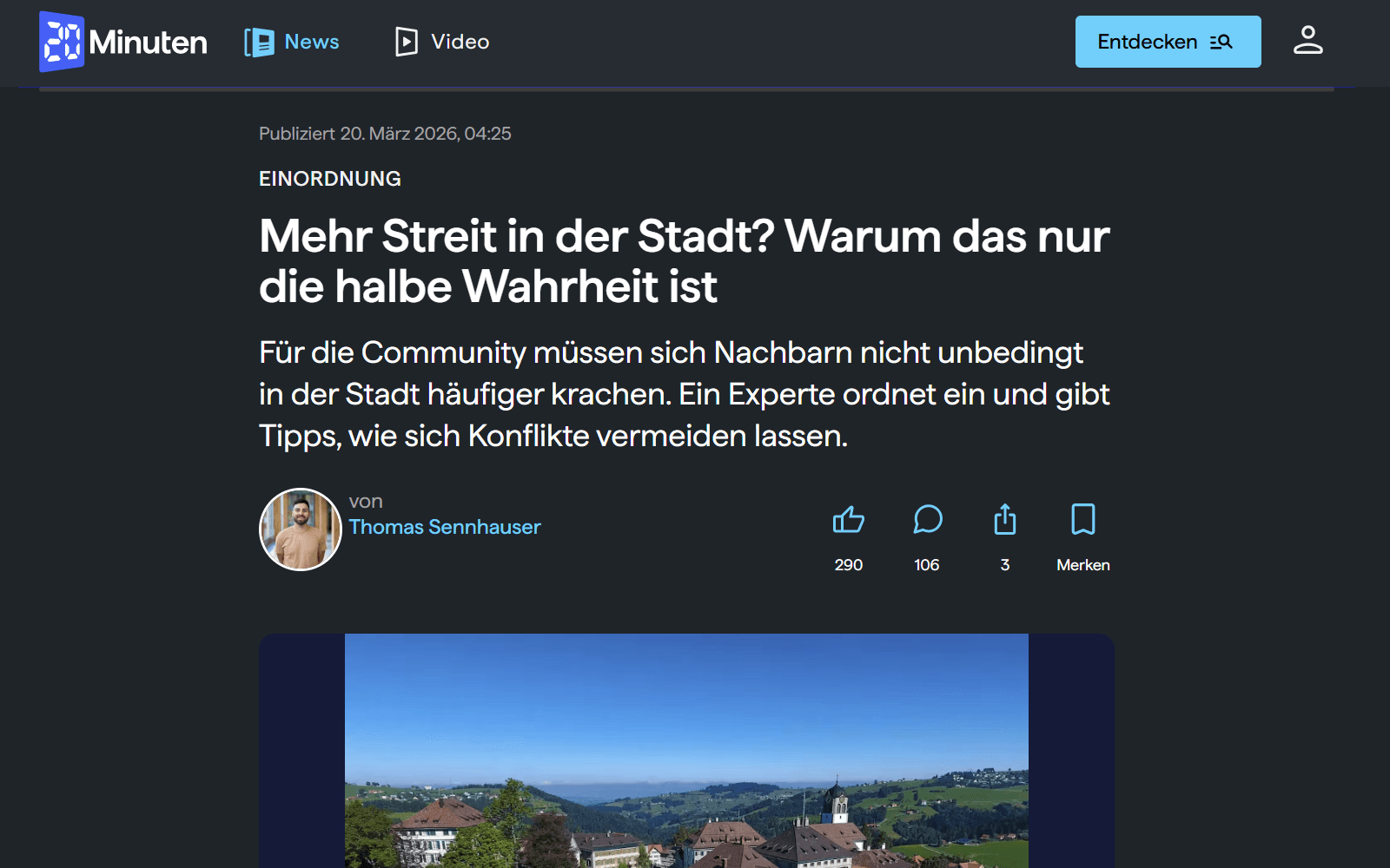 20 Minuten Artikel ĂĽber Nachbarschaftsstreit und Trovivo